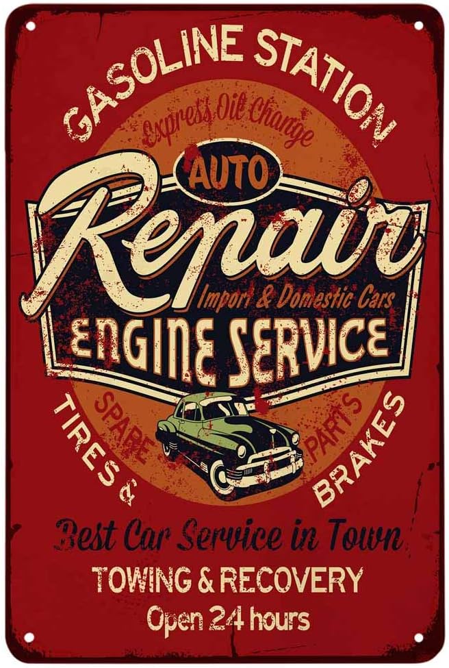 Auto Repair Shop Open - Auto Repair Engine Service Tin Sign,Gasoline