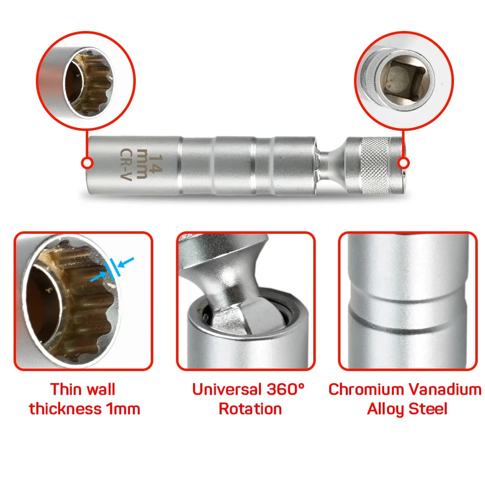 16mm With Magnetic Thin Wall U - đánh giá và giá Spark Plug Socket Set